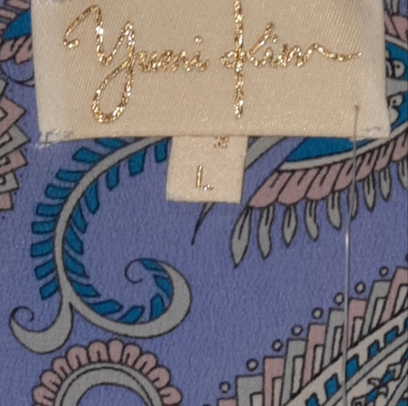 YUMI KIM Paisley Wrap Dress Silk Lavender Purple Pink Black Gold L 8 10 - Picture 4 of 11